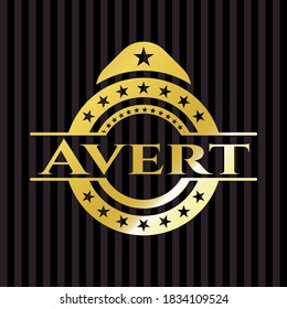 Avert gold emblem. Vector Illustration. Detailed. 