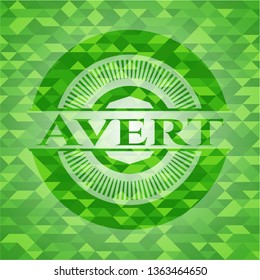 Avert green emblem with mosaic ecological style background