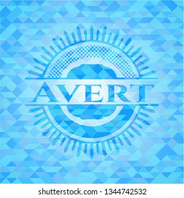 Avert light blue emblem with mosaic background