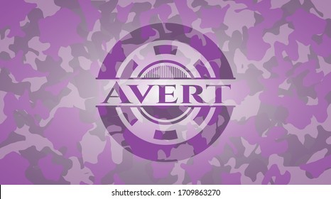 Avert pink and purple camouflage emblem. Vector Illustration. Detailed. 