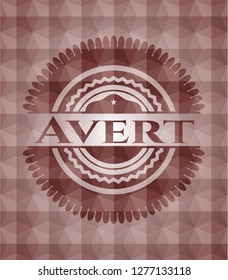 Avert red seamless badge with geometric pattern background.