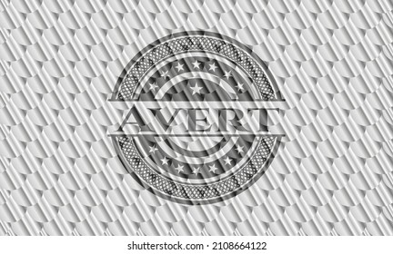 Avert silver color emblem or badge. Scales pattern. Vector Illustration. Detailed. 