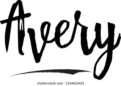 Avery Grunge Black Color Cursive Calligraphy Text Baby Girl Name