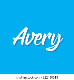 avery, text design. Vector calligraphy. Typography poster. Usable as background.