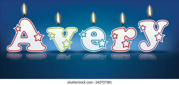 AVERY written with burning candles - vector illustration