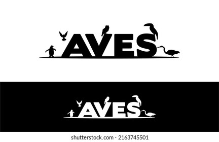 AVES Typography With Animal Icon Bird logo design inspiration