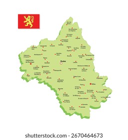 Aveyron region map in France. Vector illustration