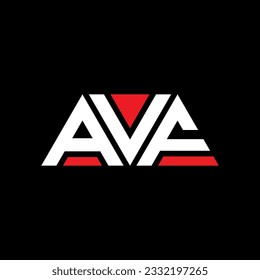 AVF triangle letter logo design with triangle shape. AVF triangle logo design monogram. AVF triangle vector logo template with red color. AVF triangular logo Simple, Elegant, and Luxurious design.