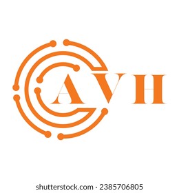 Diseño de letras AVH. Diseño del logotipo de la tecnología de letras AVH sobre fondo blanco. Diseño del logotipo AVH Monograma para emprendedores y empresas.