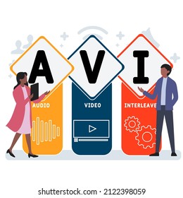 AVI - Acrónimo intercalado. fondo de concepto de negocio. concepto de ilustración vectorial con palabras clave e iconos. ilustración con iconos para banner web, volante, página de inicio