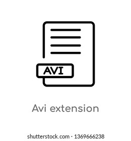 avi extension vector line icon. Simple element illustration. avi extension outline icon from user interface concept. Can be used for web and mobile