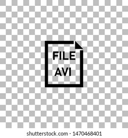 AVI File. Black flat icon on a transparent background. Pictogram for your project