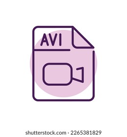 AVI file color line icon. Format and extension of documents.