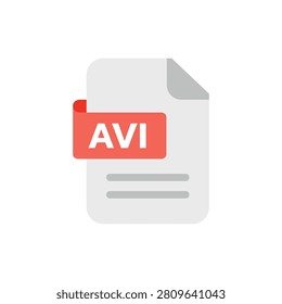 AVI File Document Icon Isolated on White Background