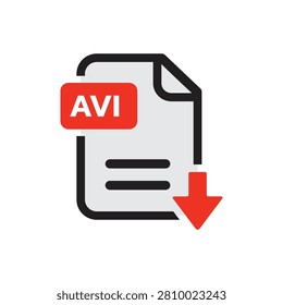 AVI File Download Icon Isolated on White Background
