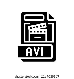 avi file format document glyph icon vector. avi file format document sign. isolated symbol illustration