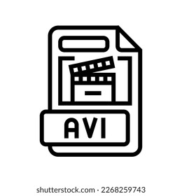 avi file format document line icon vector. avi file format document sign. isolated contour symbol black illustration