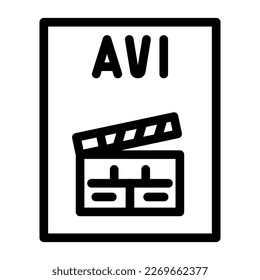 avi file format document line icon vector. avi file format document sign. isolated contour symbol black illustration