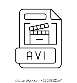 avi file format document line icon vector. avi file format document sign. isolated contour symbol black illustration