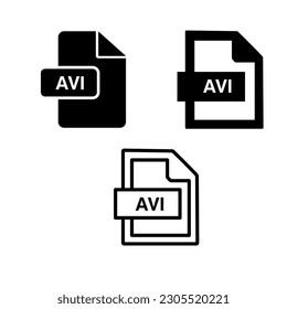 AVI File Format Icon. Audio Video Interleave file format icon set vector illustration on white background..eps