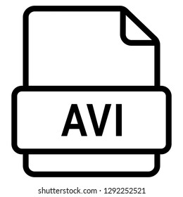 AVI file format symbol icon vector for web and mobile application isolated on white background
