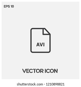 AVI file format vector icon illustration.Flat AVI file format symbol icon vector for web and mobile application isolated on light backround.Premium quality.