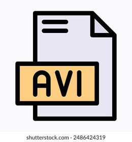 AVI File Format Vector Icon, Lineal Color Isolated Vector Icon.