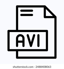 AVI File Format Vector Icon, Isolated Lineal Vector Icon.