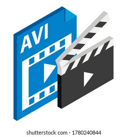 Avi file icon. Isometric illustration of avi file vector icon for web