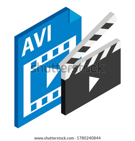 Avi file icon. Isometric illustration of avi file vector icon for web