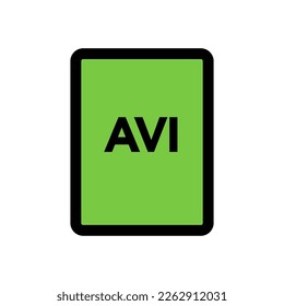 AVI file icon line isolated on white background. Black flat thin icon on modern outline style. Linear symbol and editable stroke. Simple and pixel perfect stroke vector illustration.