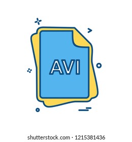 AVI file type icon design vector