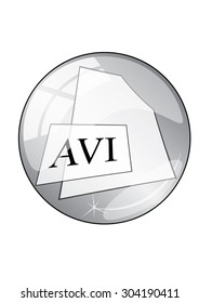 avi grey circular icon on white background