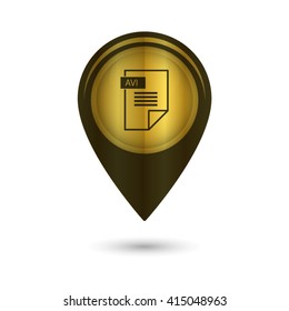 avi icon - black vector icon; golden  map pointer