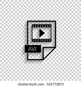 avi icon - black vector  icon with shadow