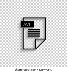 avi icon - black vector  icon with shadow