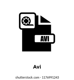 Avi icon vector isolated on white background, logo concept of Avi sign on transparent background, filled black symbol