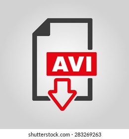 The AVI icon. Video file format symbol. Flat Vector illustration