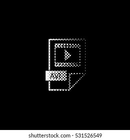 avi icon - white vector icon ; halftone illustration