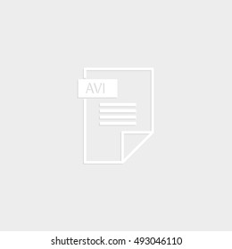 avi icon - white vector  icon with shadow
