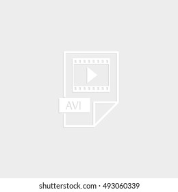 avi icon - white vector  icon with shadow