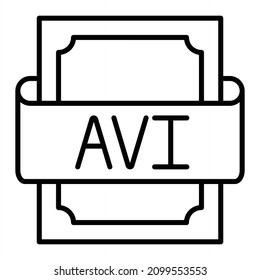 Icono De Contorno De Vector Avi Aislado En Fondo Blanco
