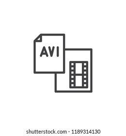 AVI video file format outline icon. linear style sign for mobile concept and web design. video document simple line vector icon. Symbol, logo illustration. Pixel perfect vector graphics