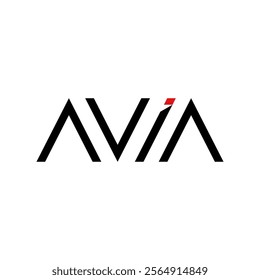 AVIA logomark in the geometric and modern style with the letter A and V is in the same shape