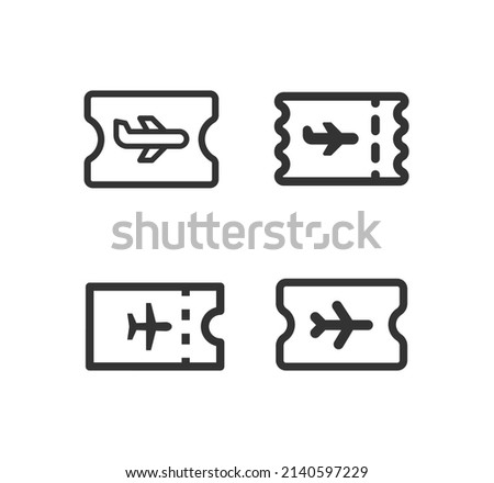 Avia Ticket vector icon set. Travel, airport, trip, airplane,flight symbol