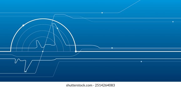 Avia transport. Airplane outline illustration for your project. White lines image on blue background. Vector design art