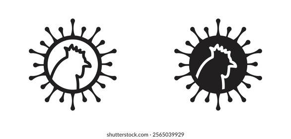 Avian Influenza icons in outline and fill. vector illustration for ui.