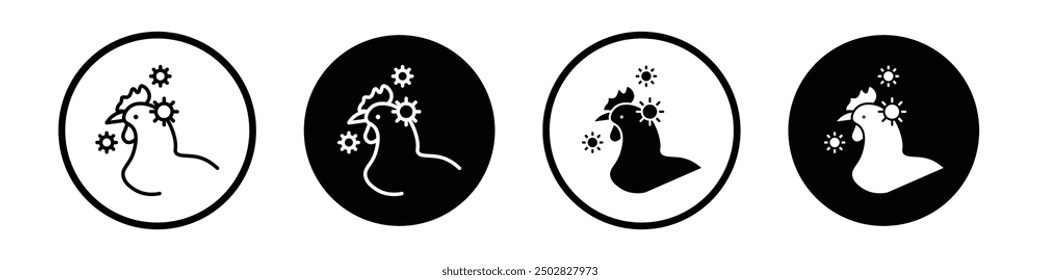 Avian Influenza vector icon set black filled and outlined style.