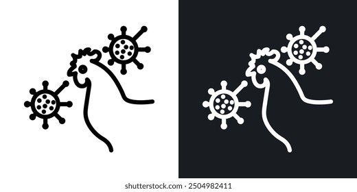 Avian Influenza vector icon set black and white filled and outlined style.