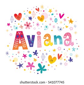 Aviana girls name decorative lettering type design